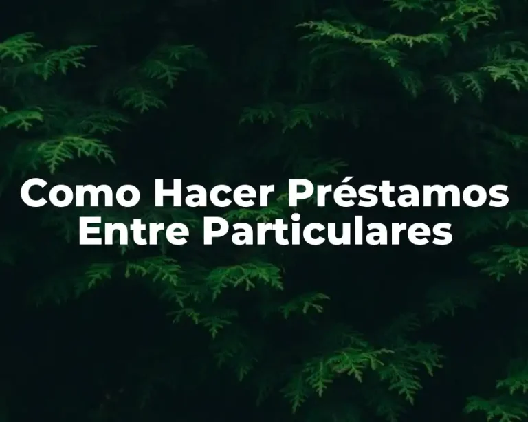 Como Hacer Préstamos Entre Particulares