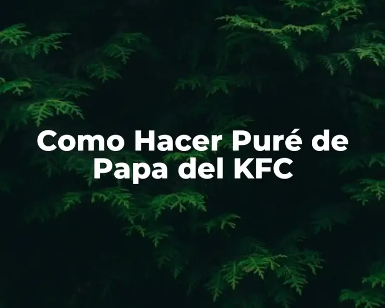 Como Hacer Puré de Papa del KFC