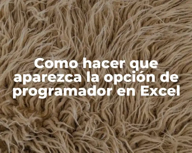 Como hacer que aparezca la opción de programador en Excel