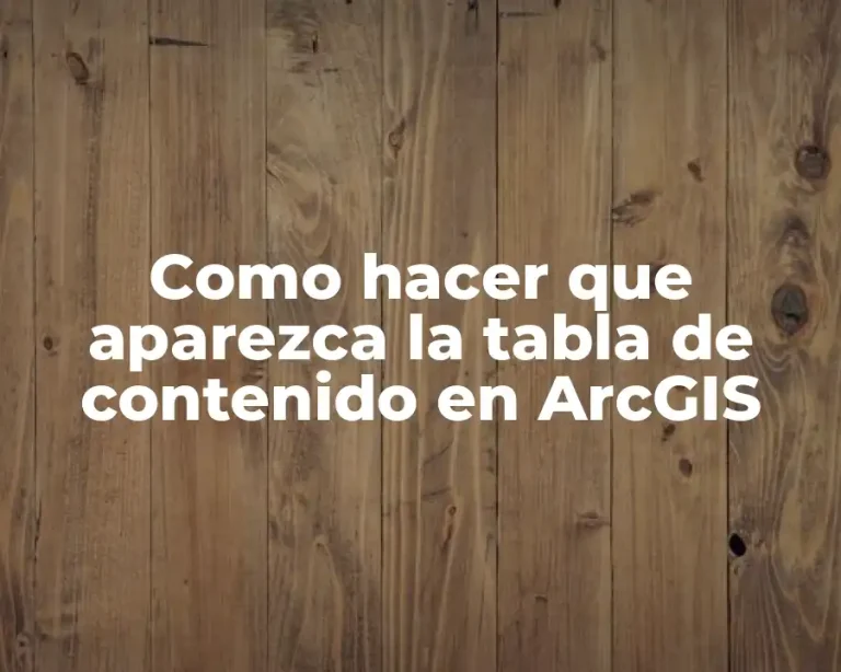 Como hacer que aparezca la tabla de contenido en ArcGIS