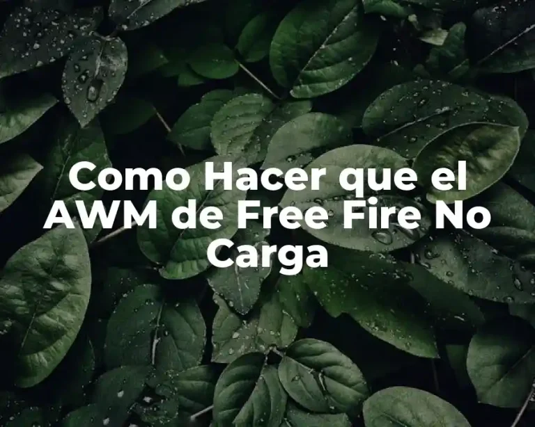 Como Hacer que el AWM de Free Fire No Carga