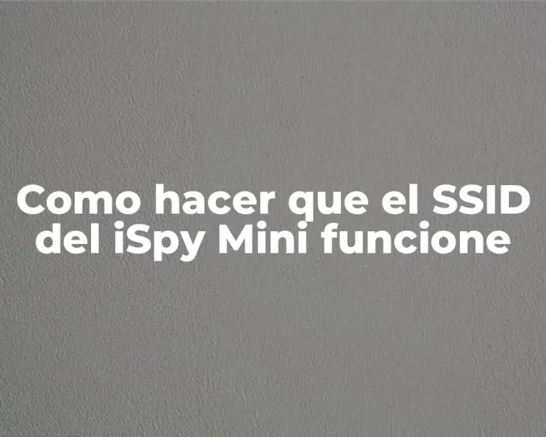 Como hacer que el SSID del iSpy Mini funcione