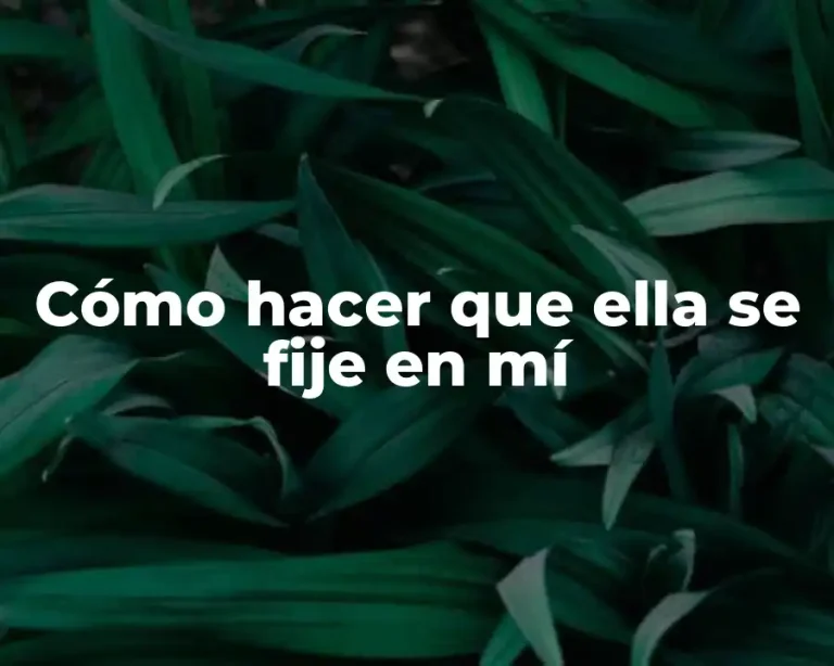 Cómo hacer que ella se fije en mí