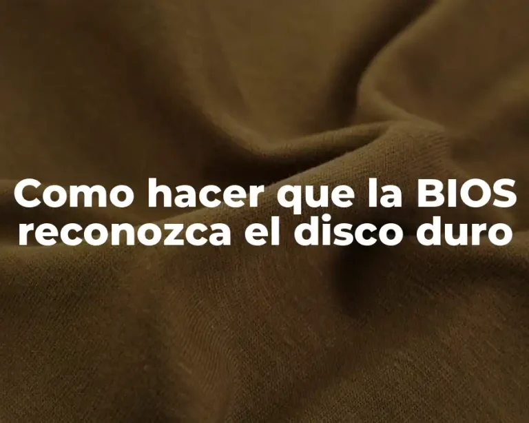 Como hacer que la BIOS reconozca el disco duro