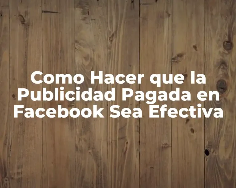 Como Hacer que la Publicidad Pagada en Facebook Sea Efectiva