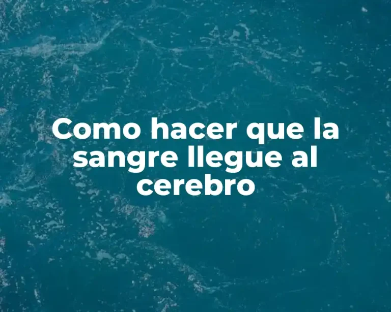 Como hacer que la sangre llegue al cerebro