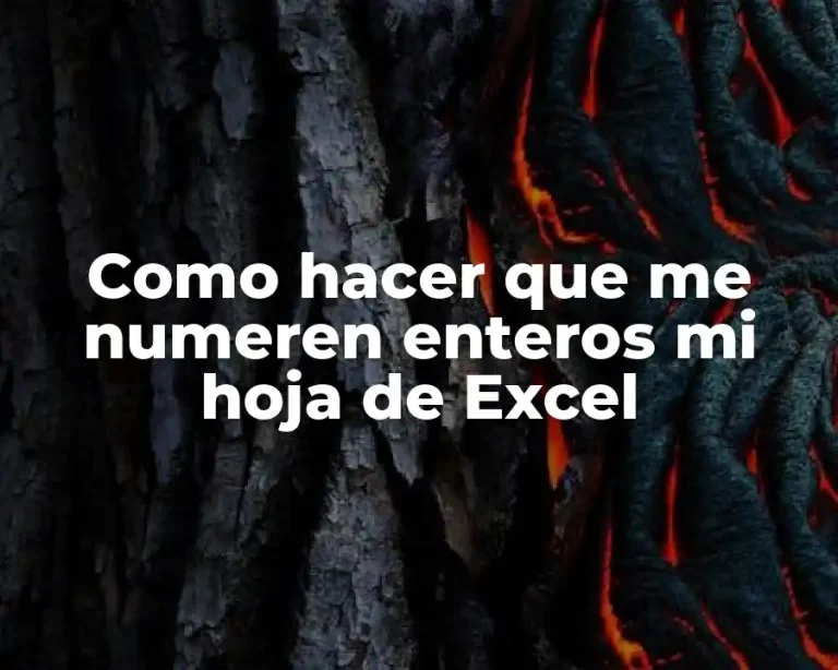 Como hacer que me numeren enteros mi hoja de Excel
