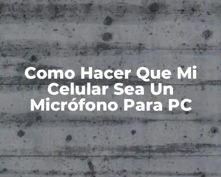 Como Hacer Que Mi Celular Sea Un Micrófono Para PC