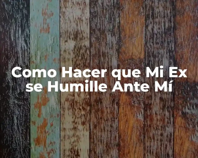Como Hacer que Mi Ex se Humille Ante Mí