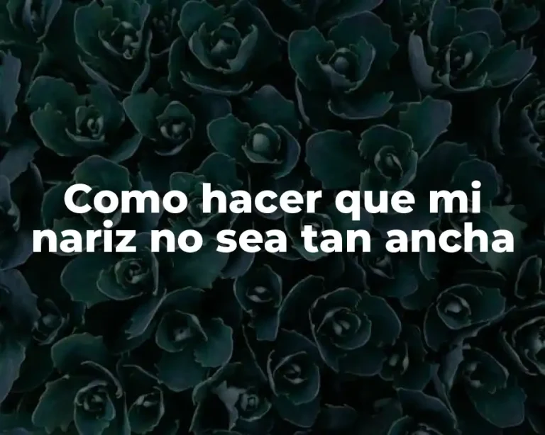 Como hacer que mi nariz no sea tan ancha