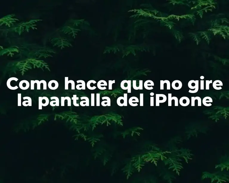 Como hacer que no gire la pantalla del iPhone