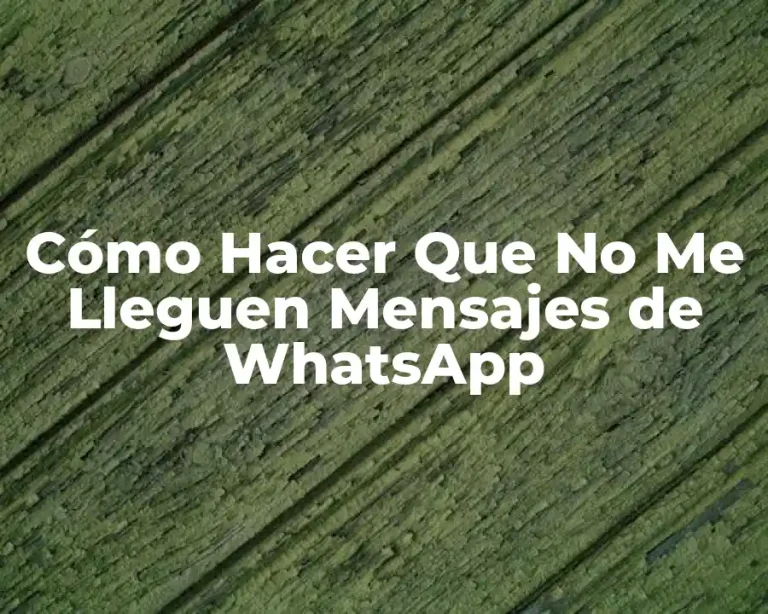 Cómo Hacer Que No Me Lleguen Mensajes de WhatsApp