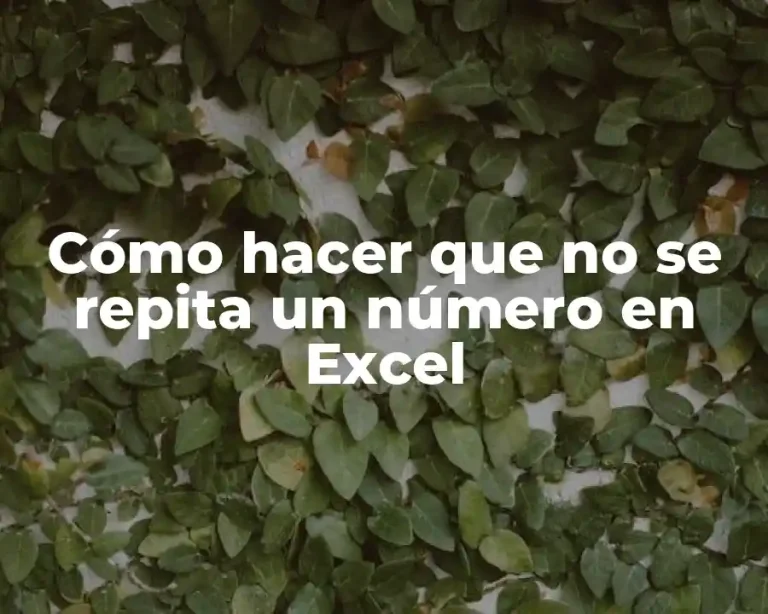 Cómo hacer que no se repita un número en Excel