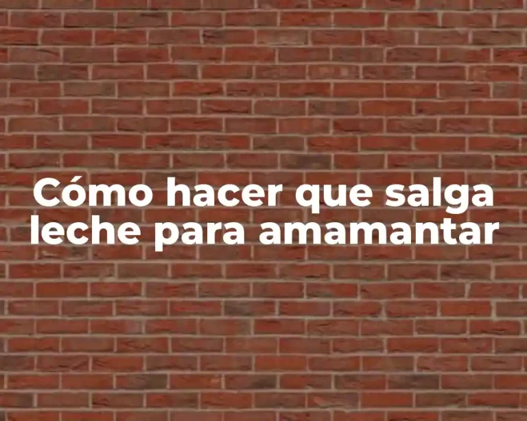 Cómo hacer que salga leche para amamantar
