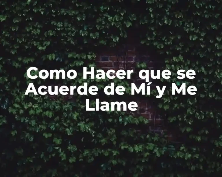 Como Hacer que se Acuerde de Mí y Me Llame