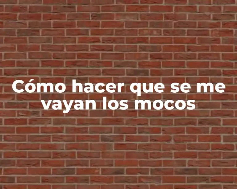 Cómo hacer que se me vayan los mocos