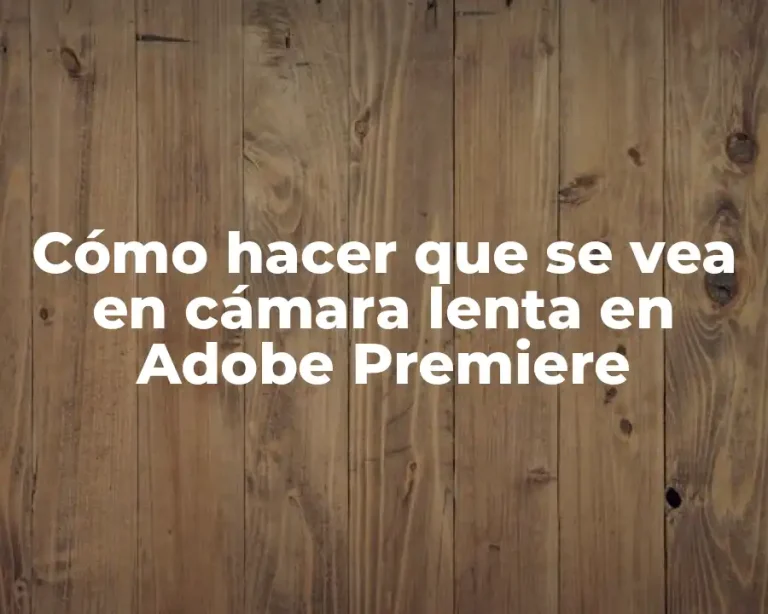 Cómo hacer que se vea en cámara lenta en Adobe Premiere