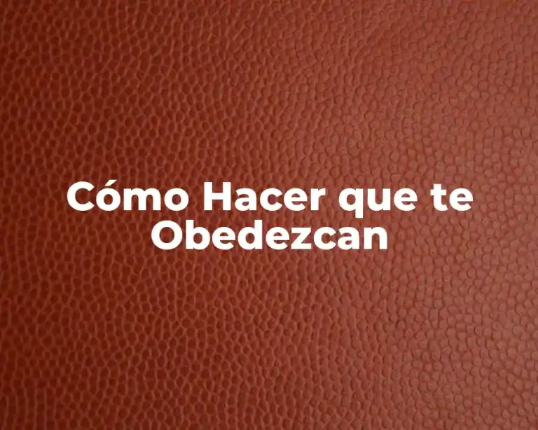 Cómo Hacer que te Obedezcan