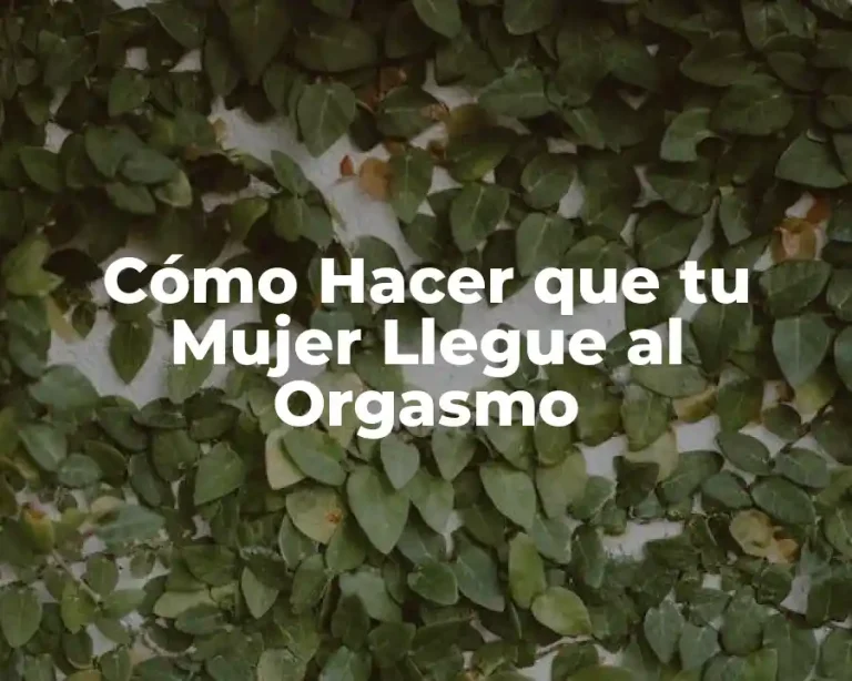 Cómo Hacer que tu Mujer Llegue al Orgasmo