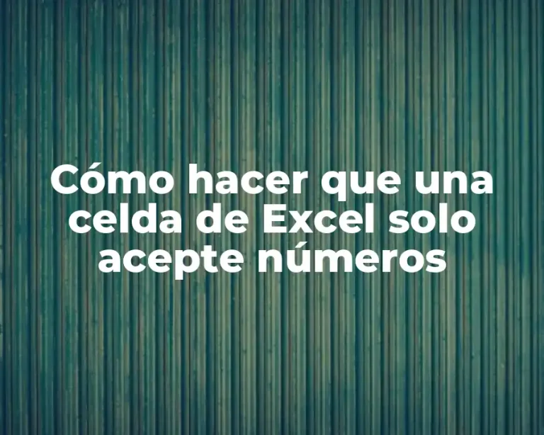 Cómo hacer que una celda de Excel solo acepte números