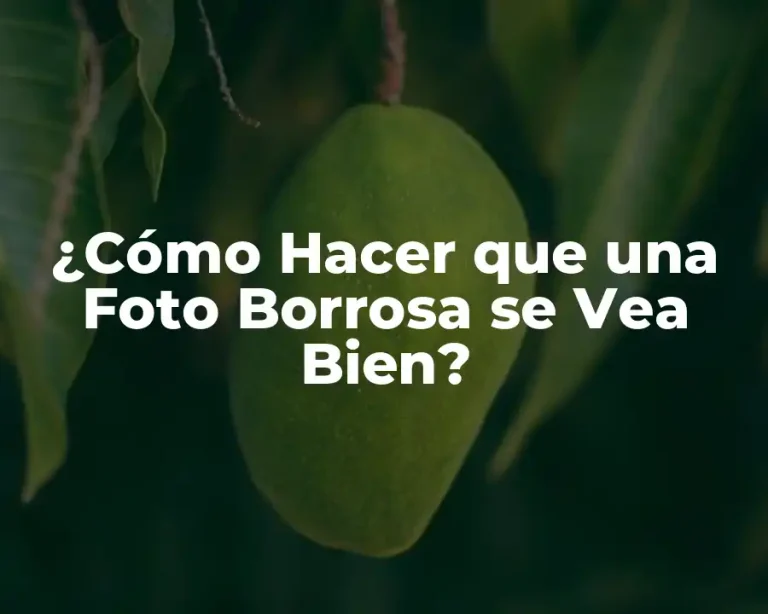 ¿Cómo Hacer que una Foto Borrosa se Vea Bien?