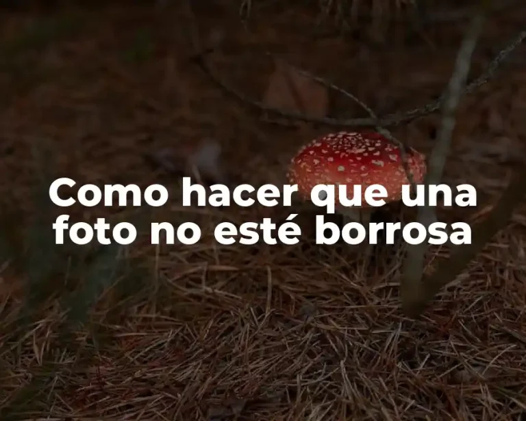 Como hacer que una foto no esté borrosa