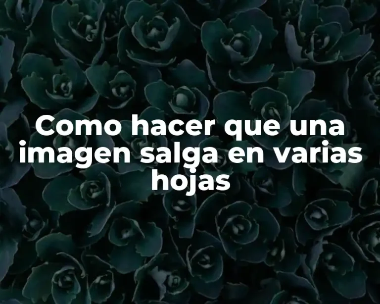 Como hacer que una imagen salga en varias hojas