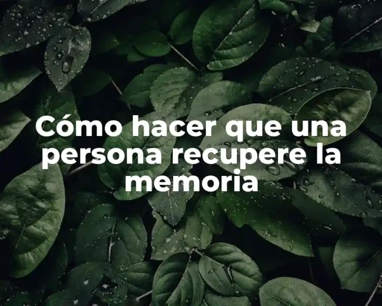 Cómo hacer que una persona recupere la memoria