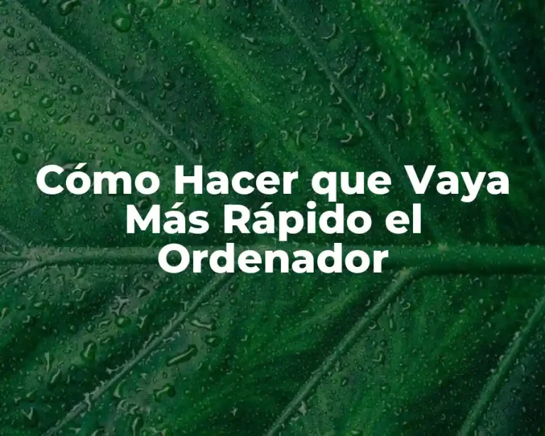 Cómo Hacer que Vaya Más Rápido el Ordenador