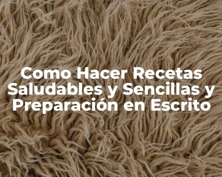 Como Hacer Recetas Saludables y Sencillas y Preparación en Escrito