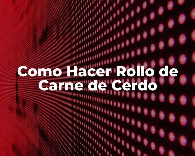 Como Hacer Rollo de Carne de Cerdo