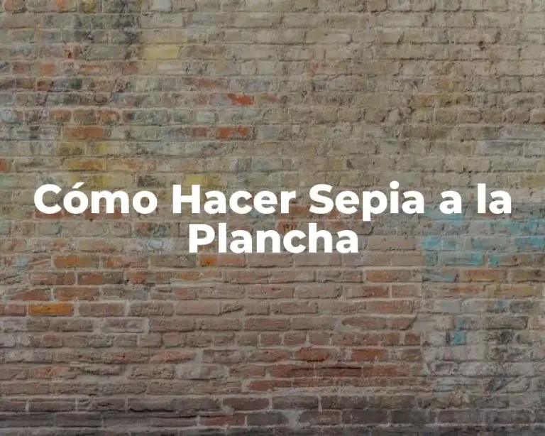 Cómo Hacer Sepia a la Plancha