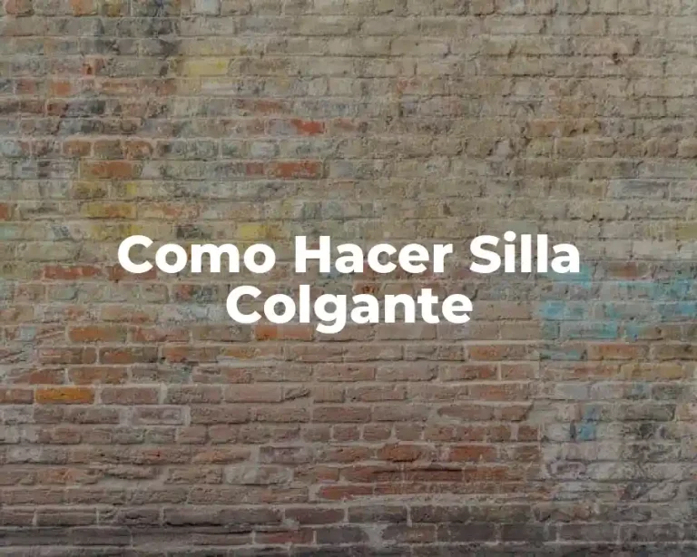 Como Hacer Silla Colgante