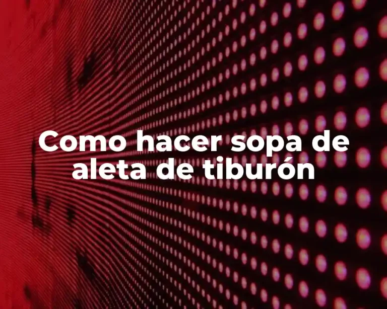 Como hacer sopa de aleta de tiburón