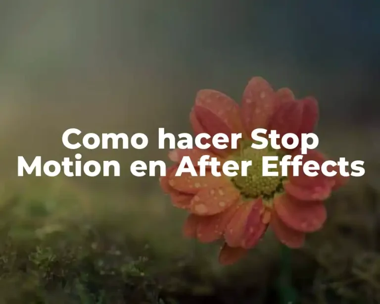 Como hacer Stop Motion en After Effects