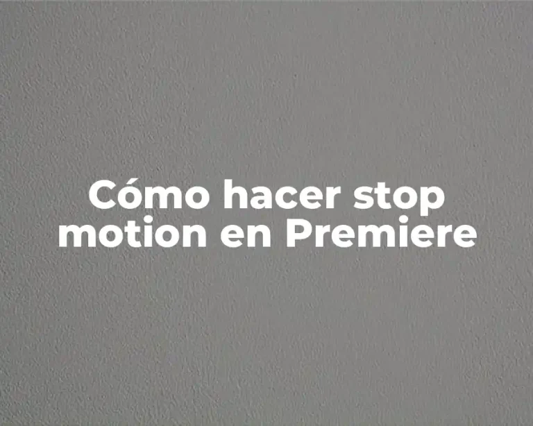 Cómo hacer stop motion en Premiere