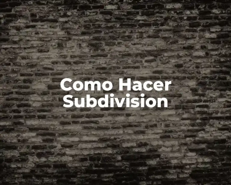 Como Hacer Subdivision