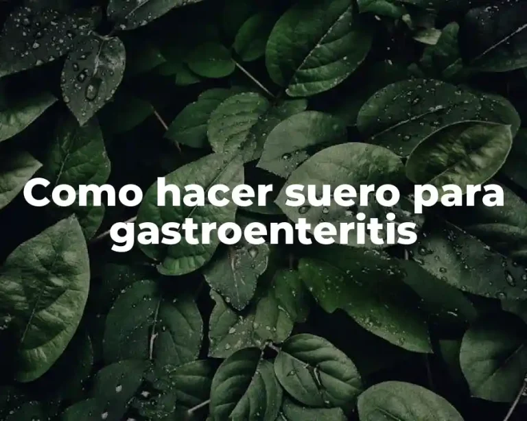 Como hacer suero para gastroenteritis