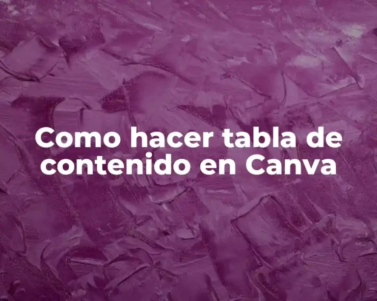 Como hacer tabla de contenido en Canva