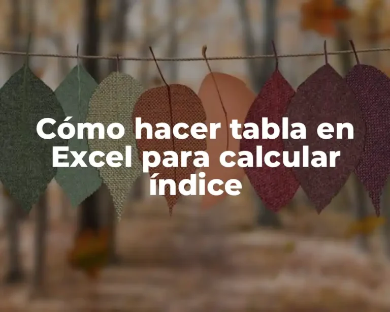 Cómo hacer tabla en Excel para calcular índice