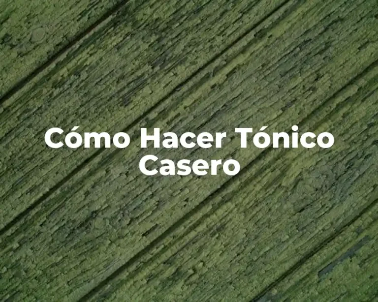 Cómo Hacer Tónico Casero
