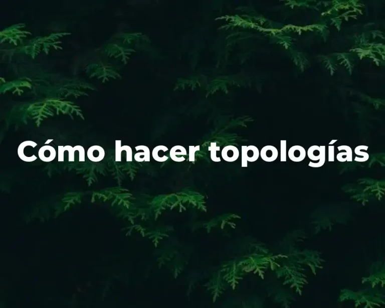 Cómo hacer topologías