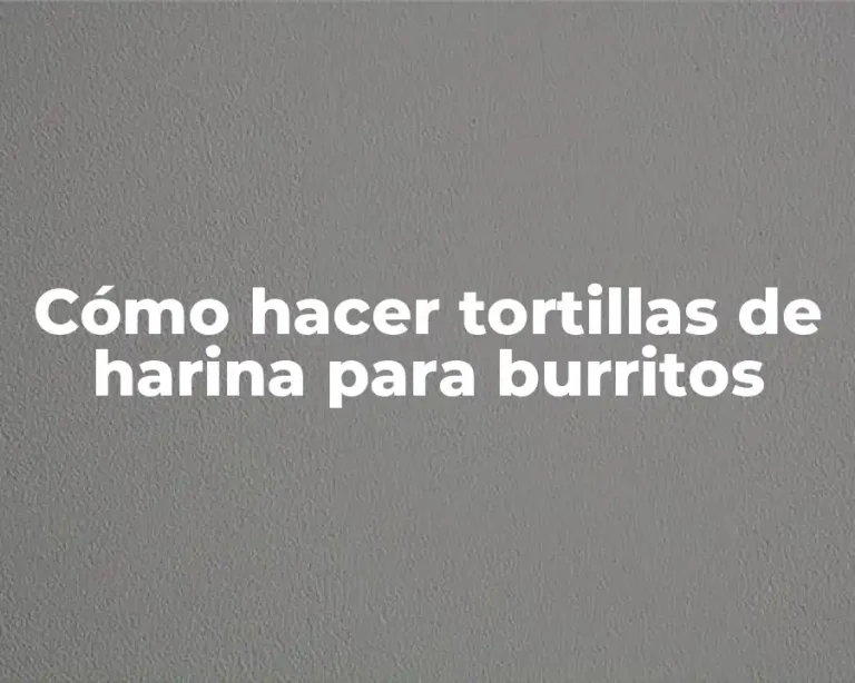 Cómo hacer tortillas de harina para burritos