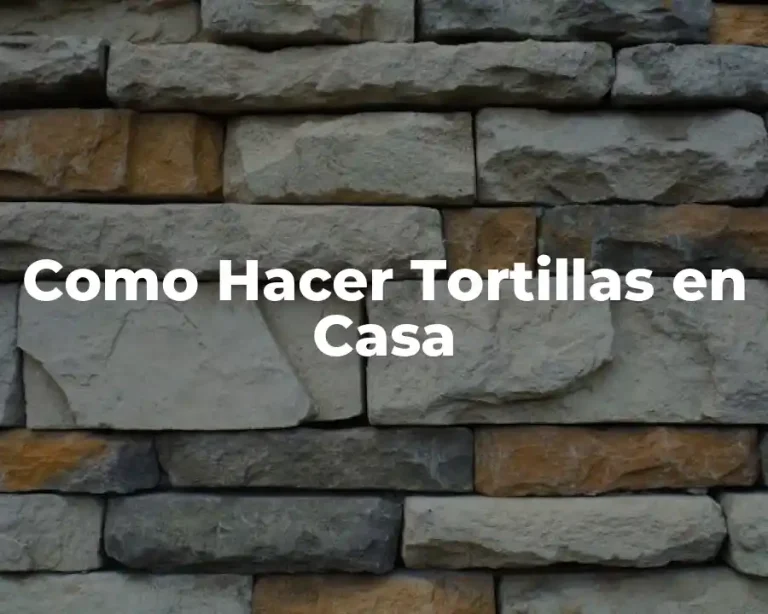 Como Hacer Tortillas en Casa