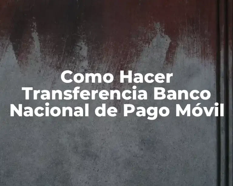 Como Hacer Transferencia Banco Nacional de Pago Móvil