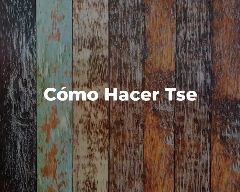 Cómo Hacer Tse