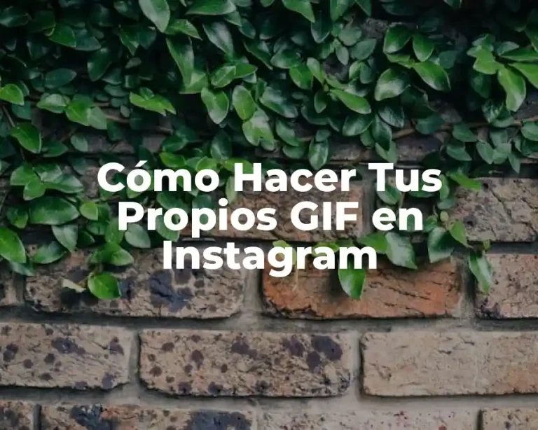 Cómo Hacer Tus Propios GIF en Instagram