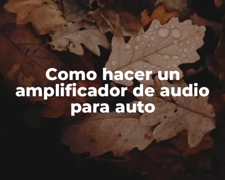 Como hacer un amplificador de audio para auto