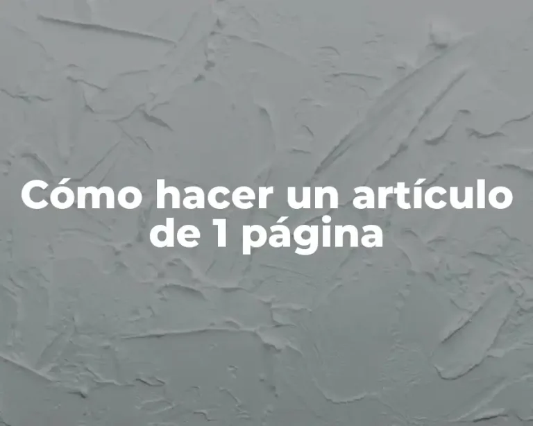 Cómo hacer un artículo de 1 página