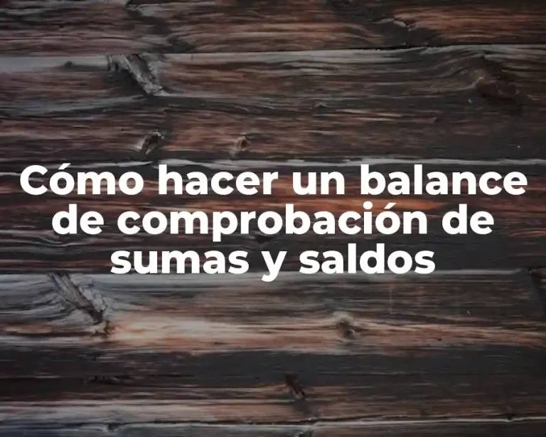Cómo hacer un balance de comprobación de sumas y saldos